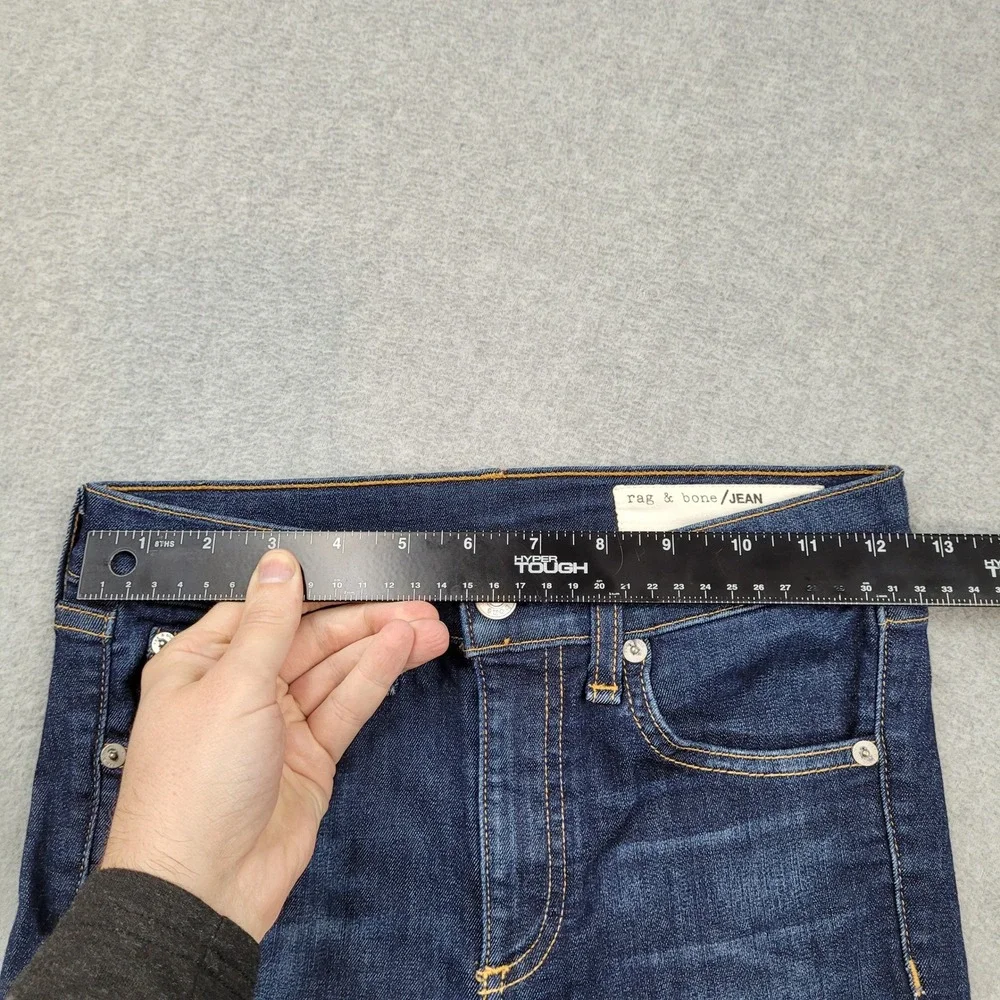 Rag &‎ Bone 10 Inch Ankle Skinny Jeans Womens 24x27 Blue Mad River Raw Hem